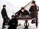 The Beatles making music on a snowy slope in "Help!"